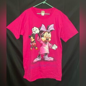 Vintage Walt Disney World Minnie Mouse Women's One Size Pink Sleep T-Shirt RARE